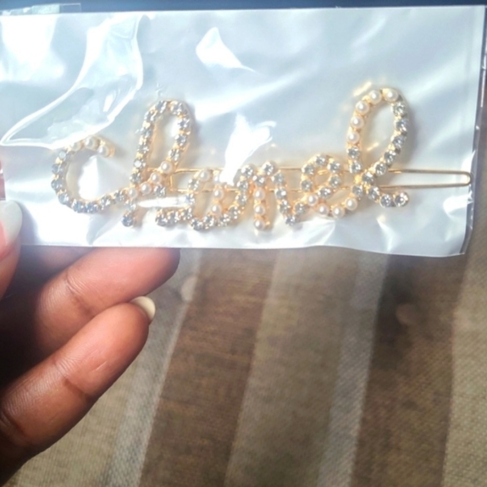 Emerald And Pearl GOLD Hair Clip NIP